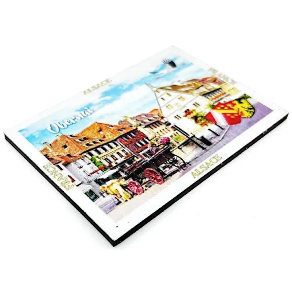 Decorative Magnet Market Square Obernai silver glittering