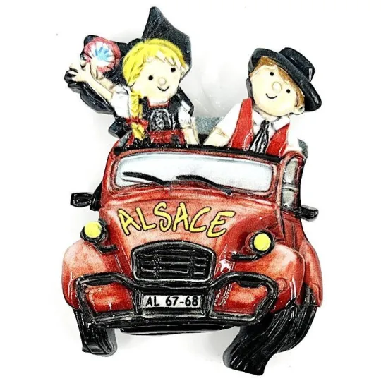 Magnet Décoratif Couple d’Alsacien en 2CV