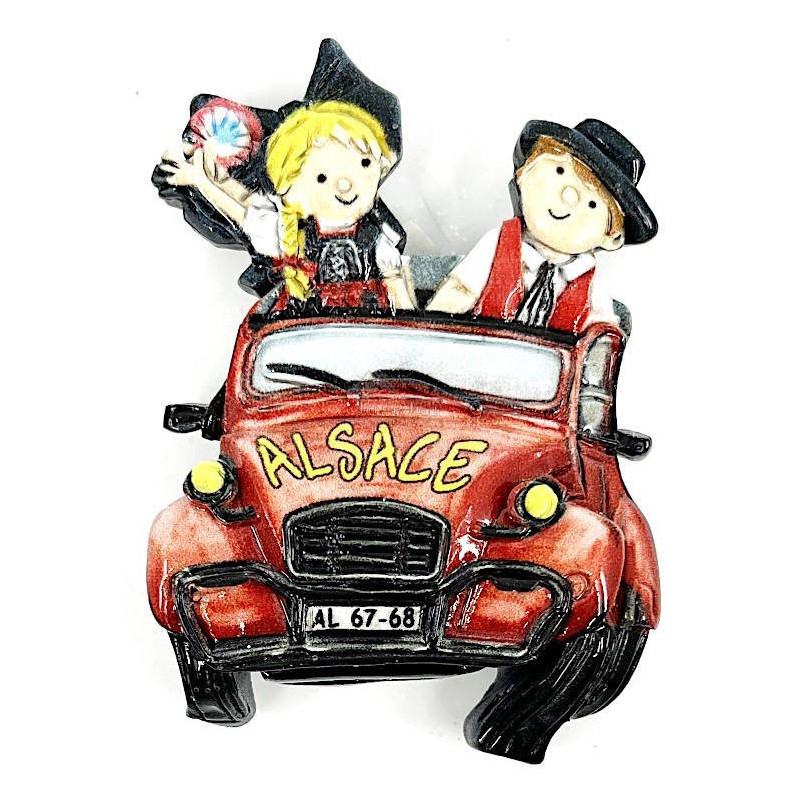 Magnet Décoratif Couple d’Alsacien en 2CV