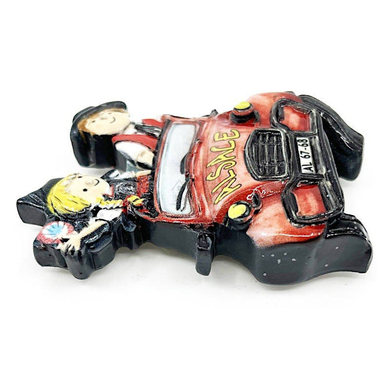 Dekorativer Magnet Elsässisches Paar in einem 2CV
