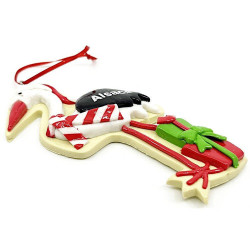 Suspension Cigogne Alsace décor Noël et Cadeaux