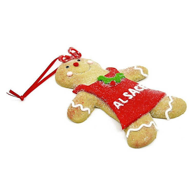 Gingerbread Man Hanging lamp with red apron and bow