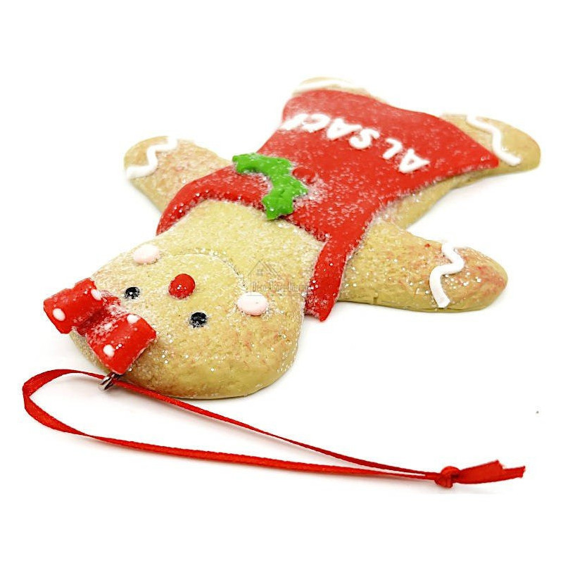 Gingerbread Man Hanging lamp with red apron and bow