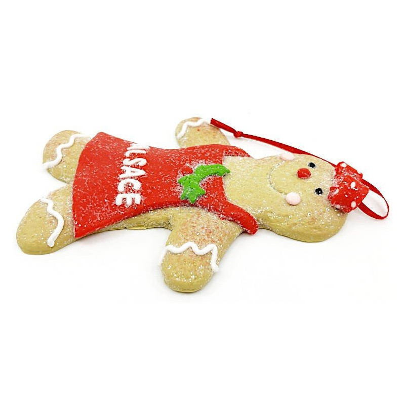 Gingerbread Man Hanging lamp with red apron and bow