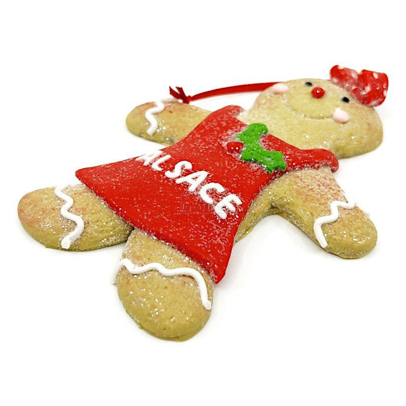 Gingerbread Man Hanging lamp with red apron and bow