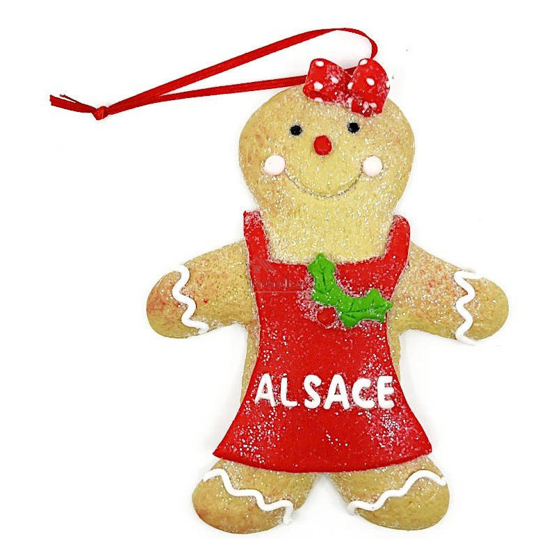 Gingerbread Man Hanging lamp with red apron and bow