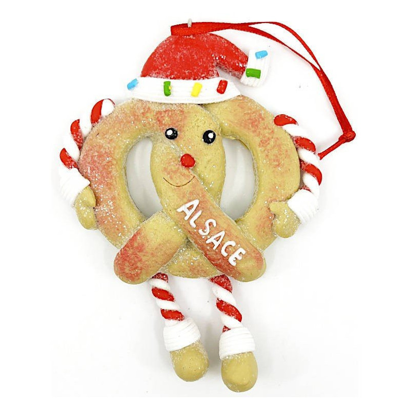 Gingerbread Pretzel Hanging Lamp with red apron and bow