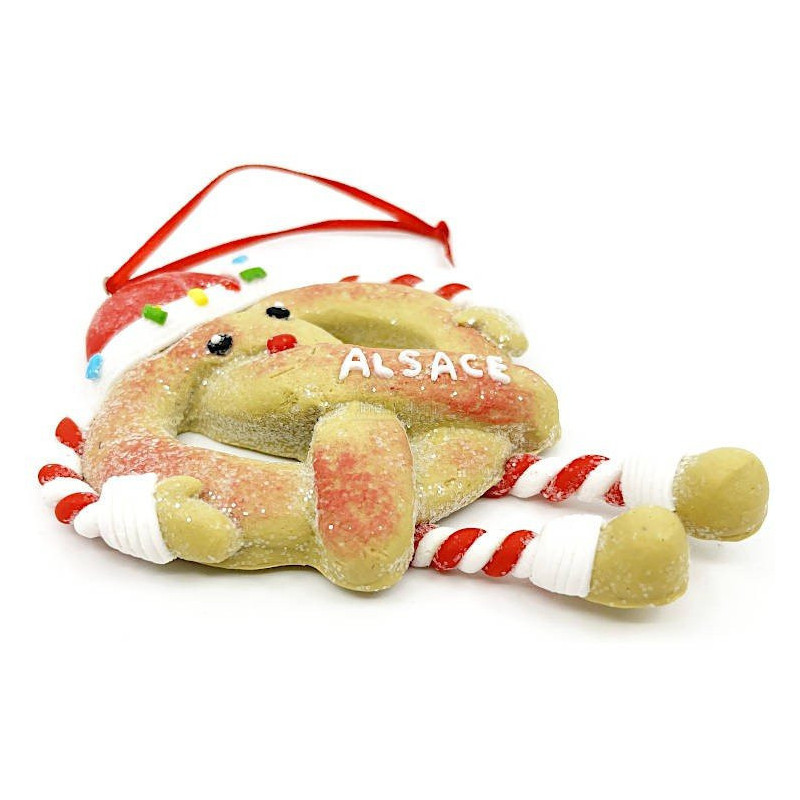 Gingerbread Pretzel Hanging Lamp with red apron and bow