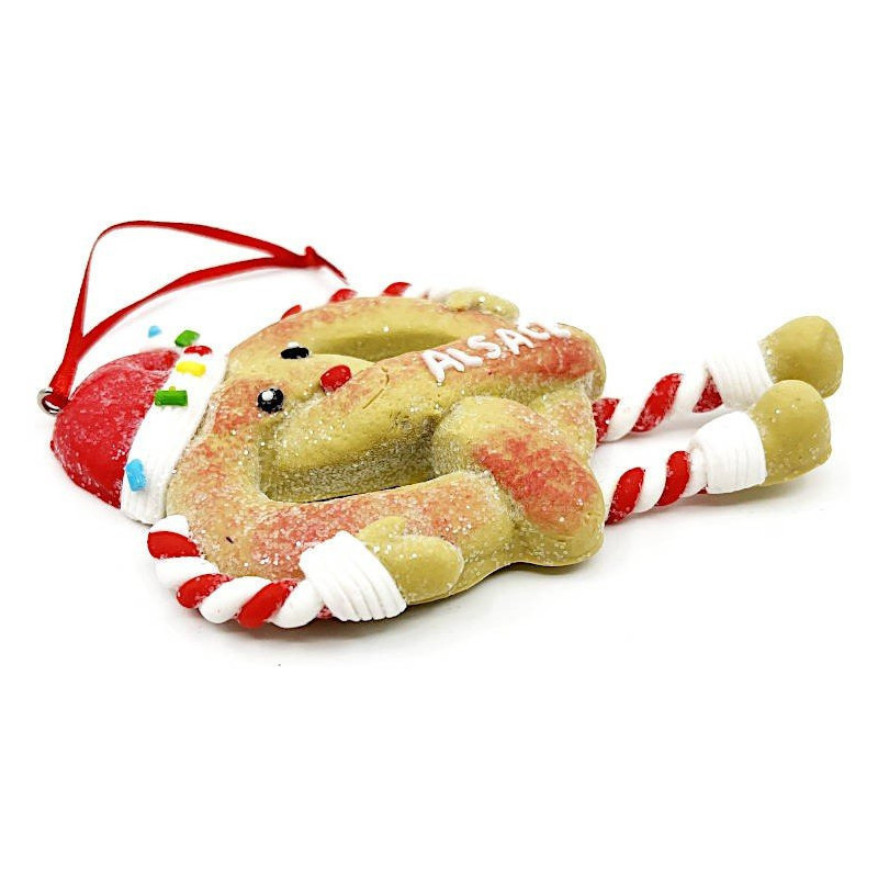 Gingerbread Pretzel Hanging Lamp with red apron and bow