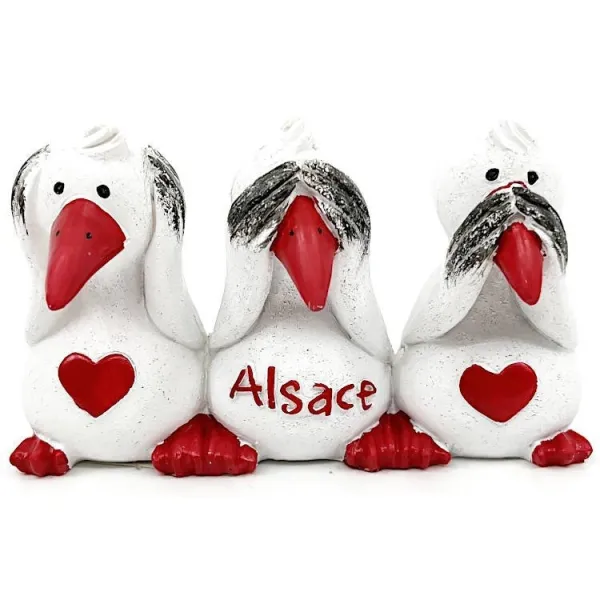 Cigognes en résine rien voir, rien dire, rien entendre