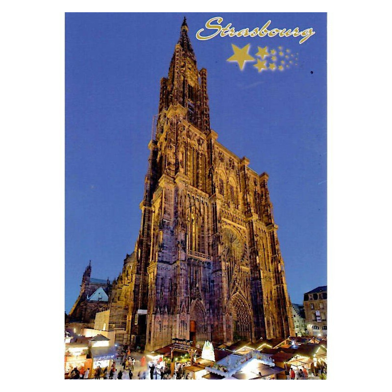 Carte Postale Marché de Noël à la Cathédrale de Strasbourg