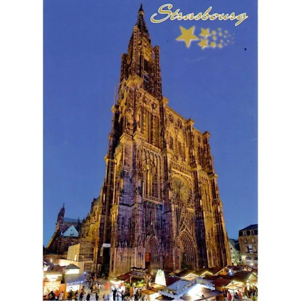 Postkarte Weihnachtsmarkt am Straßburger Münster