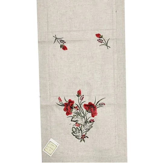 Tafelloper Elzas decoratie Klaproos 40 cm x 170 cm