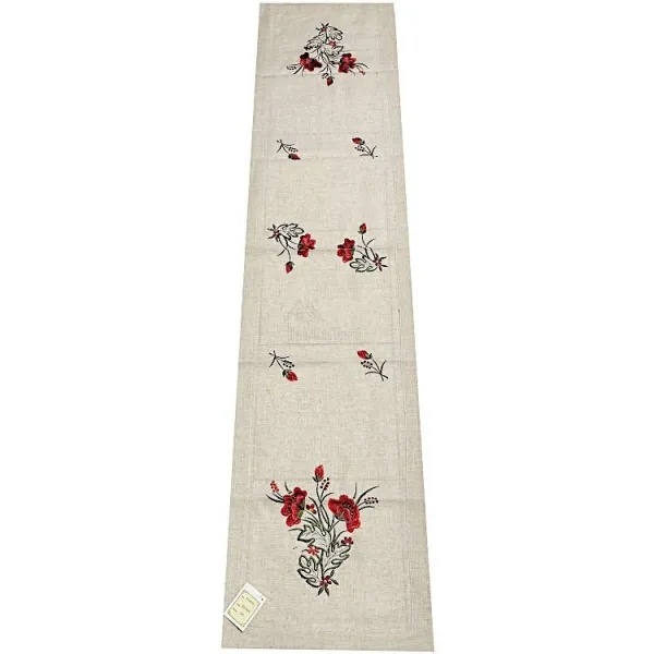 Tischläufer Elsass mit Mohnblumendekor 40 cm x 170 cm