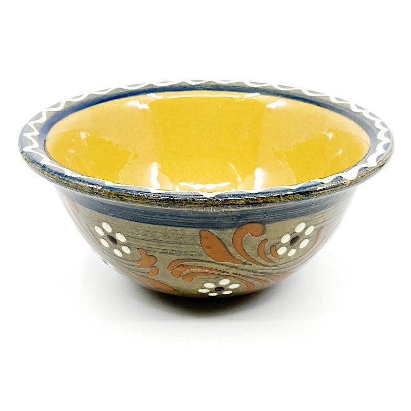 Soufflenheim Blue Brush Salad Bowl with Daisy decoration