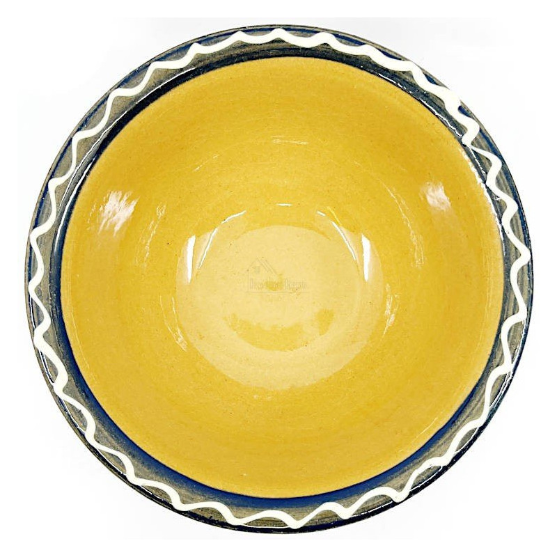 Soufflenheim Blue Brush Salad Bowl with Daisy decoration