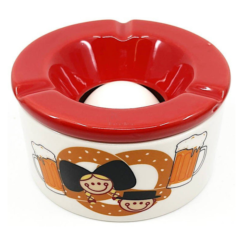 Ashtray in Ceramic decorated with Pretzel, Beers and Alsatians