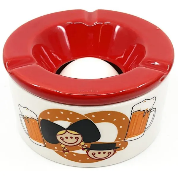 Ashtray in Ceramic decorated with Pretzel, Beers and Alsatians