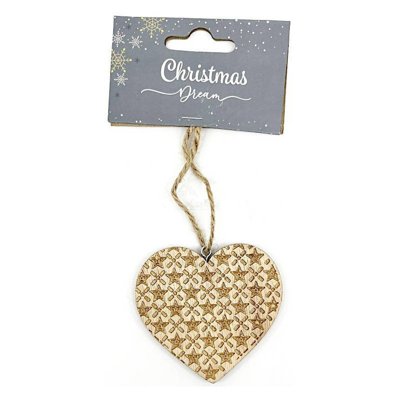 Coeur de Noël gravé au Laser en Bois