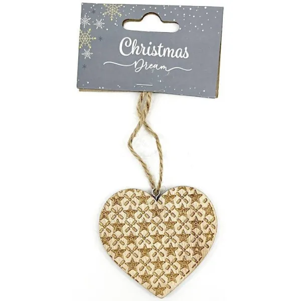 Wooden Laser Engraved Christmas Heart