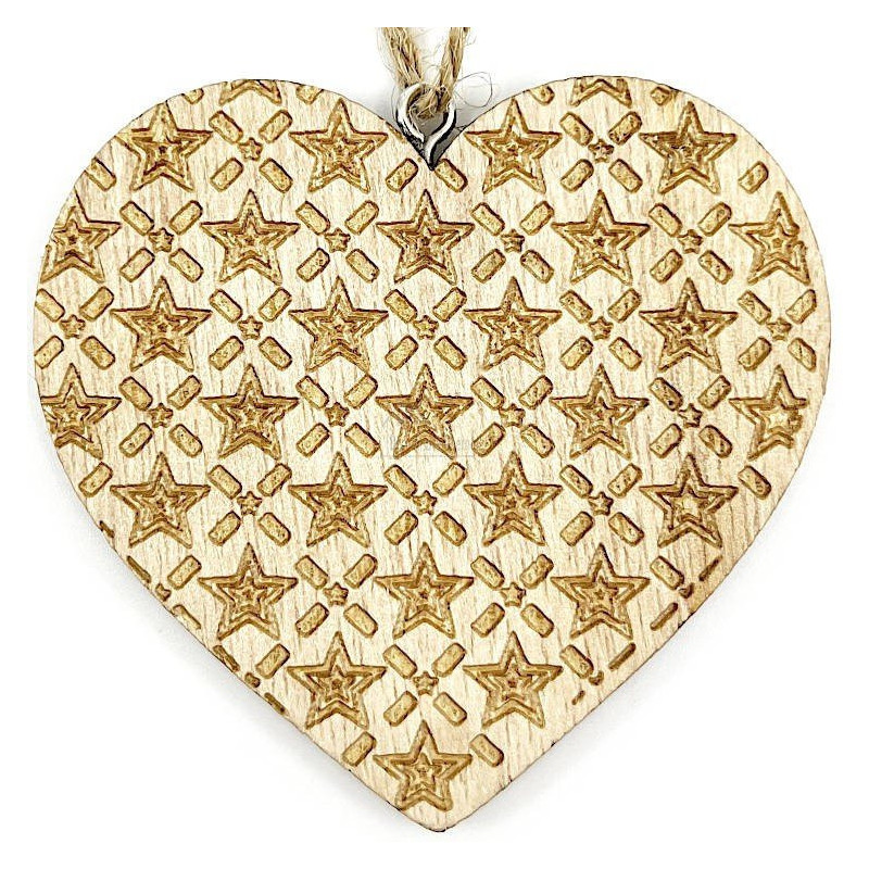 Coeur de Noël gravé au Laser en Bois