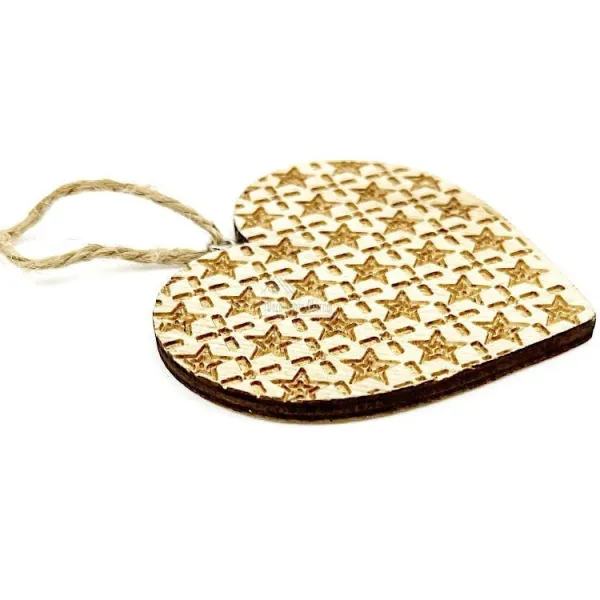 Coeur de Noël gravé au Laser en Bois