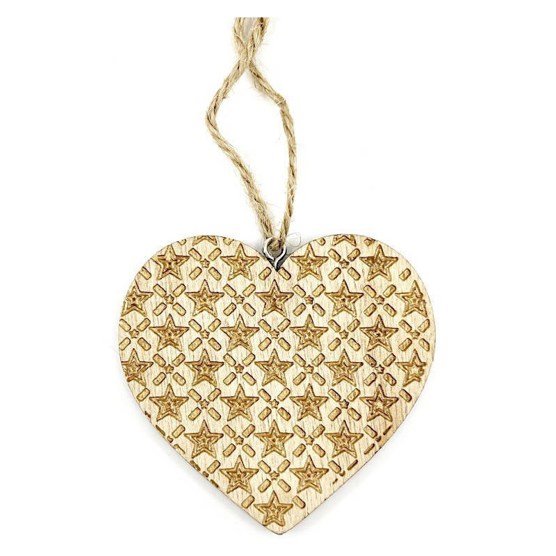 Coeur de Noël gravé au Laser en Bois