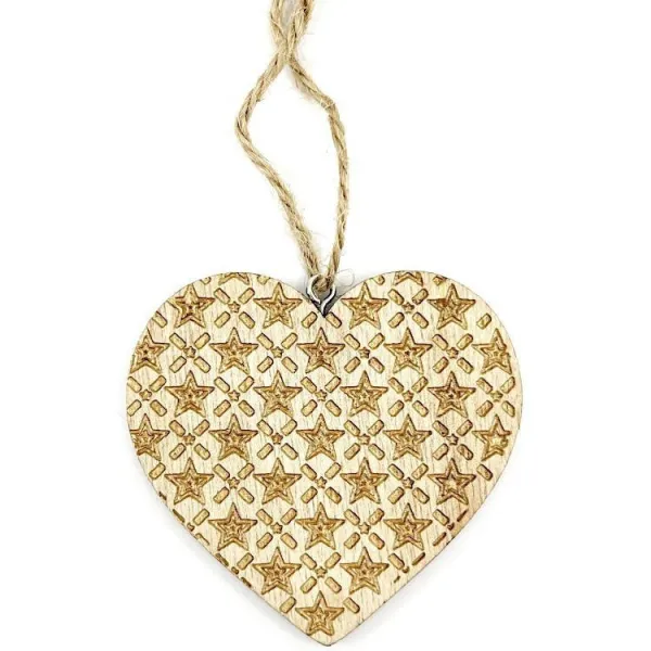 Wooden Laser Engraved Christmas Heart