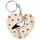 Porte Clefs Coeur en Bois décor Cigogne d'Alsace