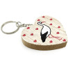 Wooden Heart Keyring decorated with a Stork from Alsace