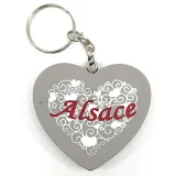 Wooden Heart Keyring with hearts decoration Alsace