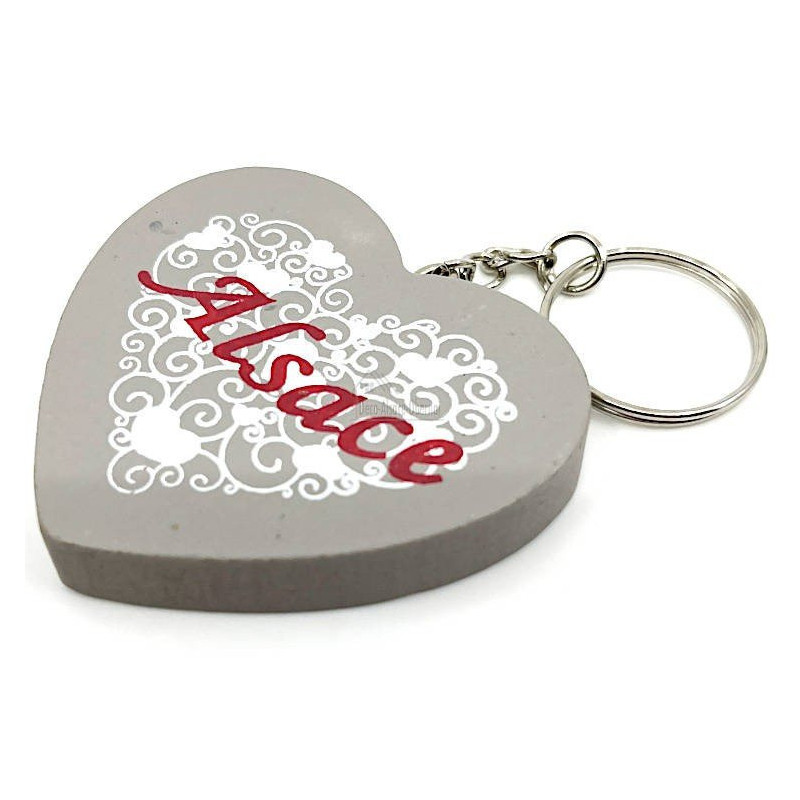 Wooden Heart Keyring with hearts decoration Alsace