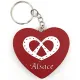Porte Clefs Coeur en Bois décor Bretzel marquage Alsace