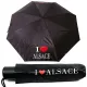 Parapluie pliant noir I Love Alsace 96 cm
