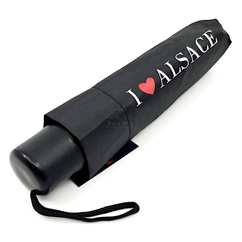 Parapluie pliant noir I Love Alsace 96 cm
