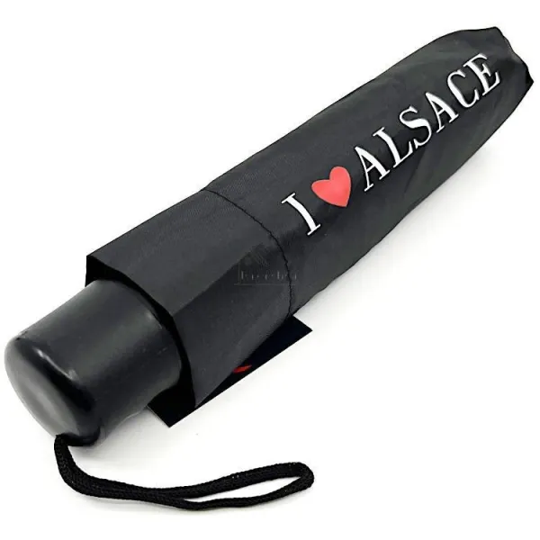Parapluie pliant noir I Love Alsace 96 cm