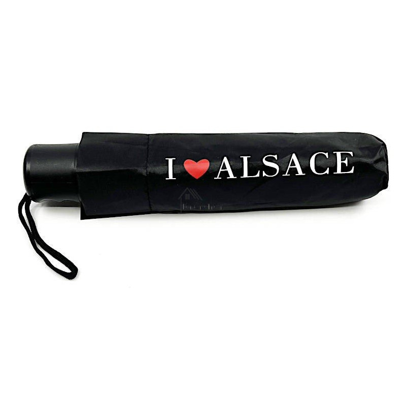 Parapluie pliant noir I Love Alsace 96 cm