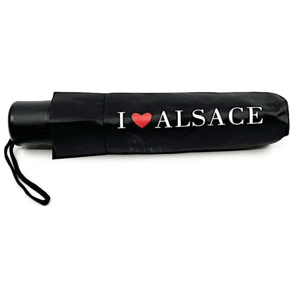 Schwarzer Regenschirm I Love Alsace 96 cm