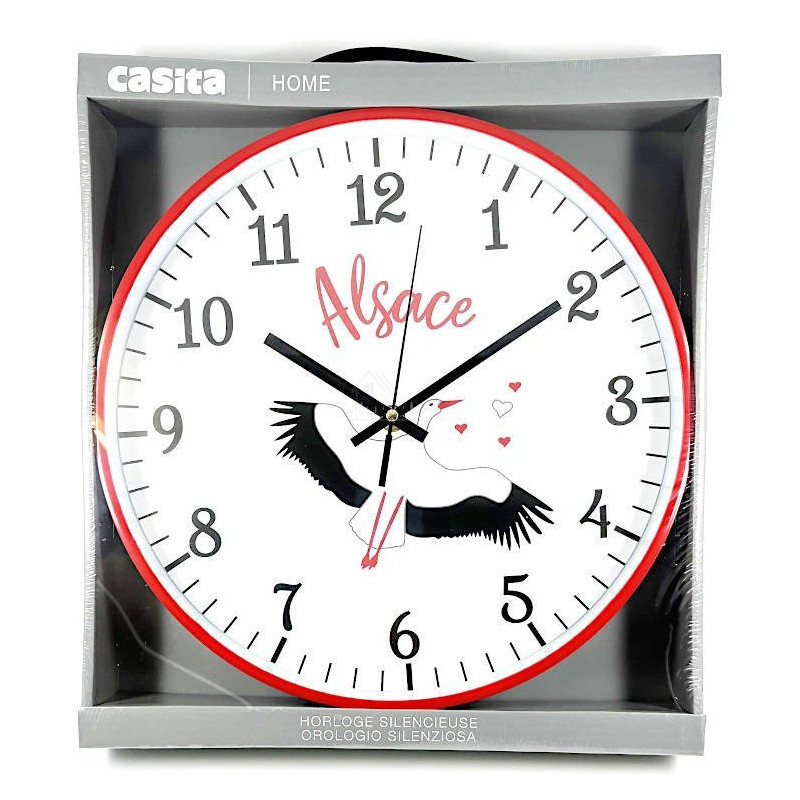Pendule murale silencieuse Cigogne d'Alsace 30 cm
