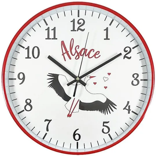 Pendule murale silencieuse Cigogne d'Alsace 30 cm