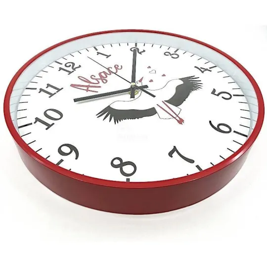 Pendule murale silencieuse Cigogne Alsace 30 cm