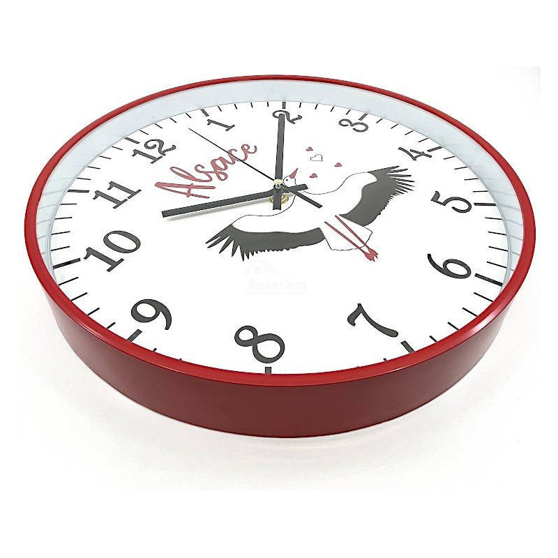 Pendule murale silencieuse Cigogne d'Alsace 30 cm