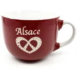 Red Ceramic Jumbo Mug with Alsace Pretzel