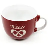 Red Ceramic Jumbo Mug with Alsace Pretzel