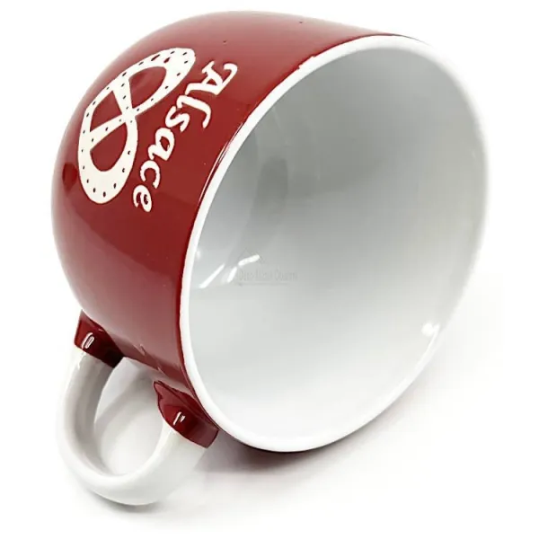 Red Ceramic Jumbo Mug with Alsace Pretzel