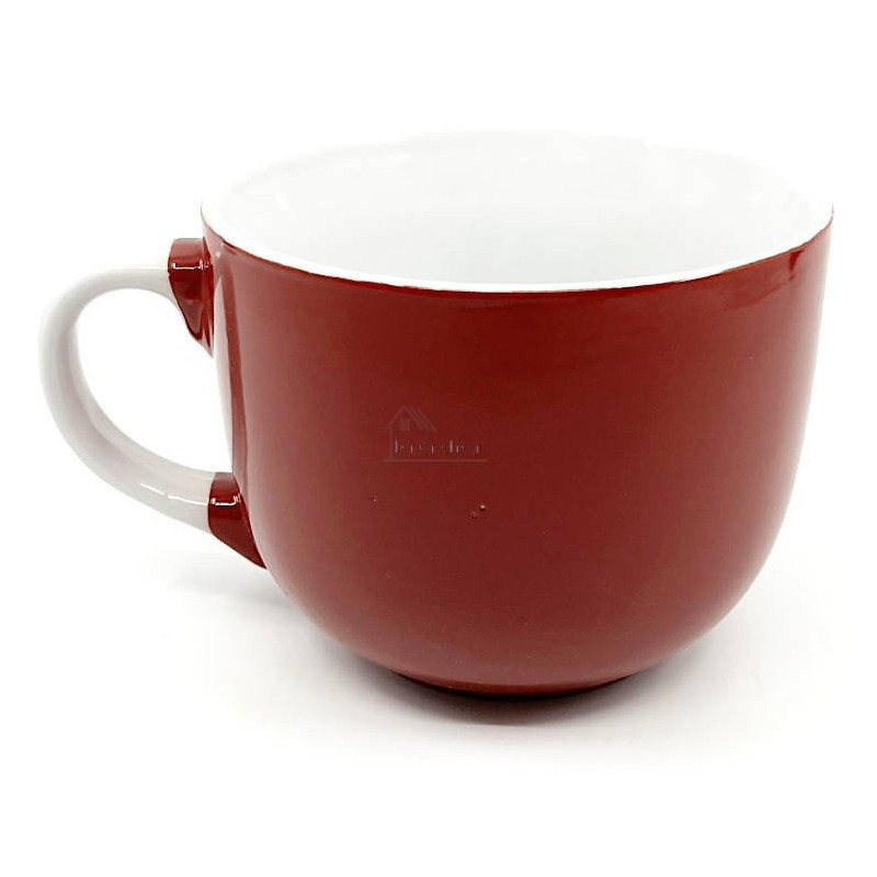 Jumbo Tasse aus roter Keramik mit Brezel aus dem Elsass