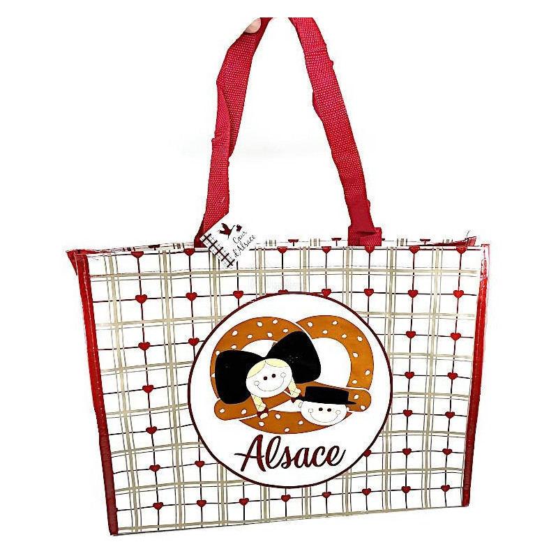 Plastifizierte Shopping Tasche mit Elsässer und Bretzel Dekor