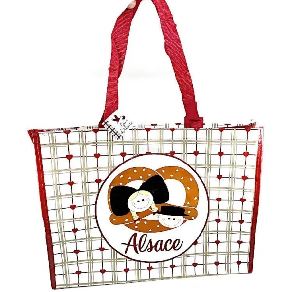 Sac Shopping plastifié décor Alsaciens et Bretzel