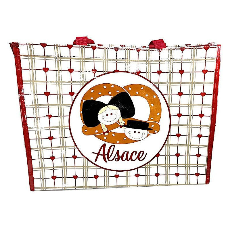 Sac Shopping plastifié décor Alsaciens et Bretzel