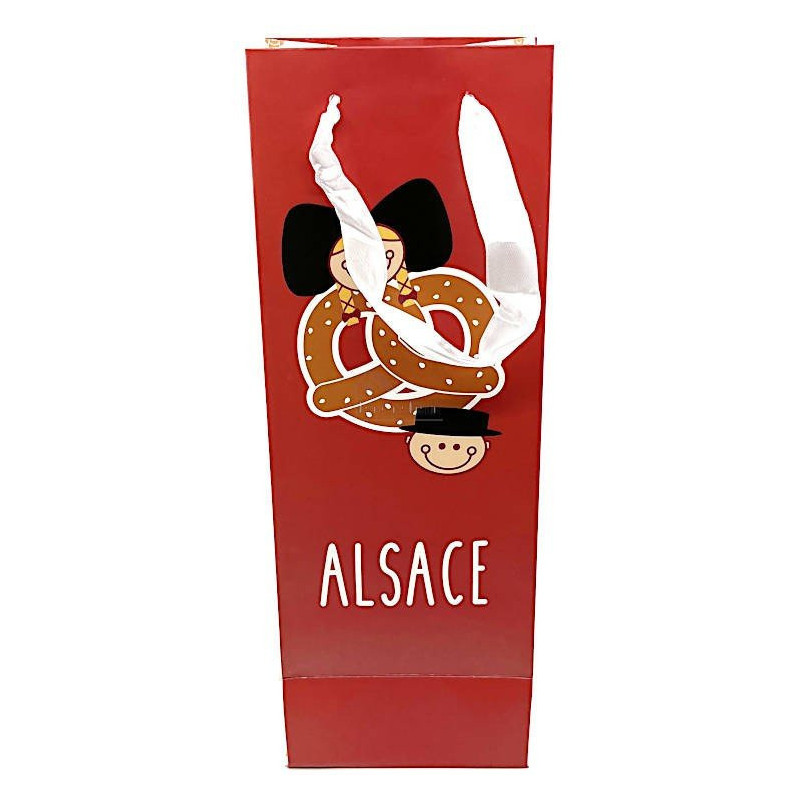 Sac à Vin1 Bouteille décor Alsace Bretzel